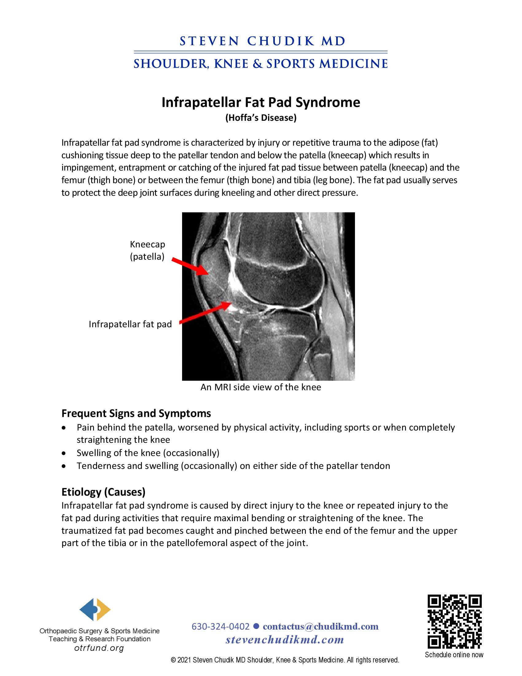 Infrapatellar Fat Pad Syndrome - Steven Chudik MD